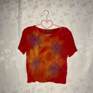 colorful warm tone tie-dye shirt